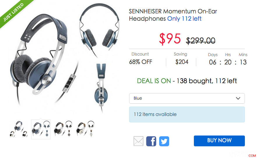 森海塞尔 MOMENTUM On-Ear 头戴式耳机，原价9，Ebay 团购价只要！