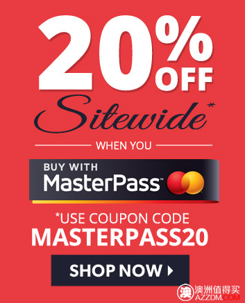 在特卖网站 Deals Direct购物后使用 Master Pass 付款，可以立减 20%！