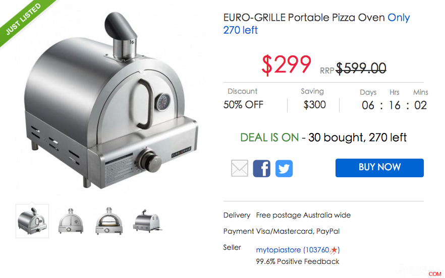 Euro-Grille 便携式披萨烤箱，原价9，Ebay 团购价只要9！