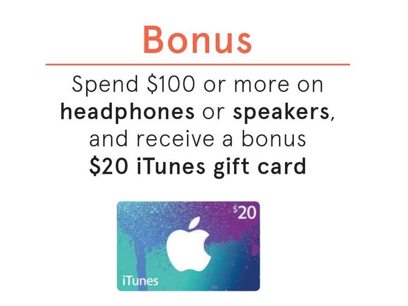 在Myer 耳机或音箱类商品购物满$100 送价值$20的iTunes代金券一张！