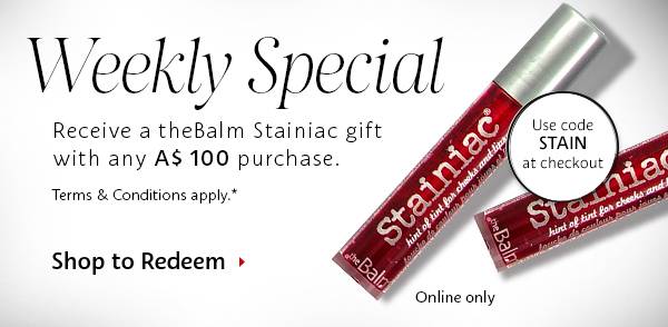 Sephora 澳洲官网本周活动：购物满$100 送theBalm Stainiac 唇彩一份！