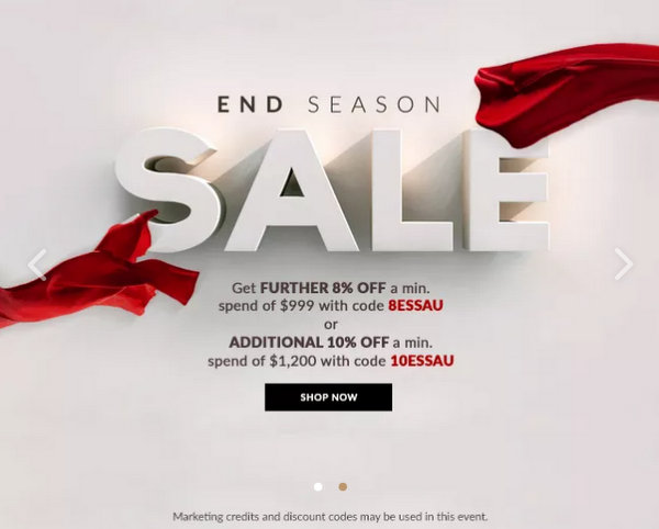 奢侈品特卖网站Reebonz 季末满减活动：在折扣价基础上额外九折优惠！