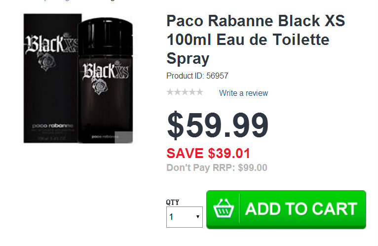 Paco Rabanne/帕科黑骑士香水  $59.99
