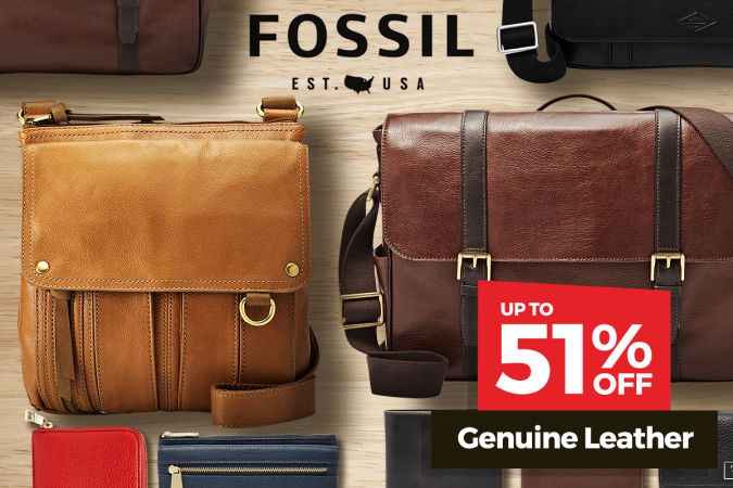 时尚品牌 Fossil 真皮材质包包/钱包等商品 低至五折！