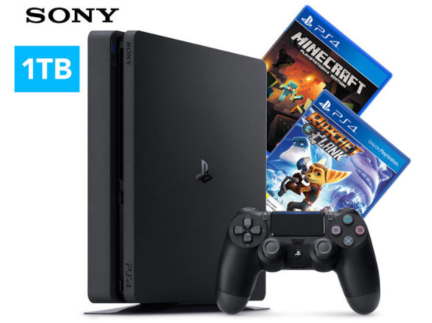Sony/索尼 Playstation 4 1TB Slim D Chassis 游戏主机 + Minecraft + Rachet & Clank 游戏套装 现价$459！