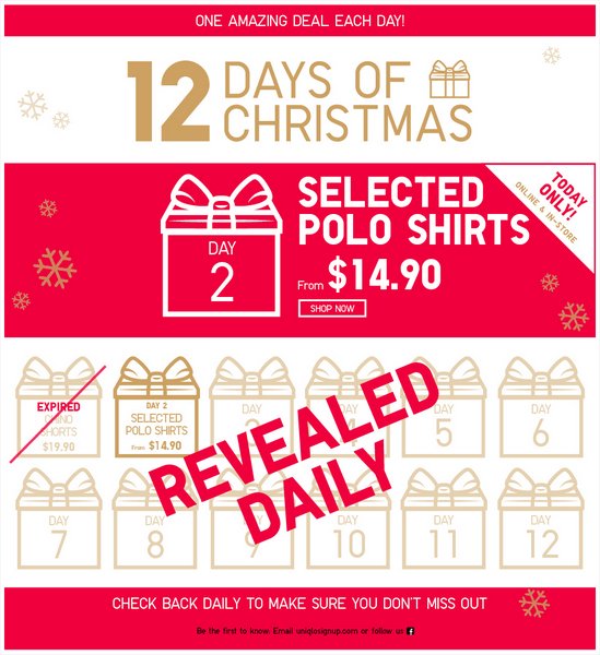 优衣库/Uniqlo 圣诞季特价：部分款式 Polo 衫 半价优惠 只要$14.9！