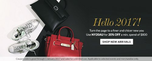 奢侈品特卖网站 Reebonz 新年活动：在低至4折的基础上 用码后可享额外8折优惠！