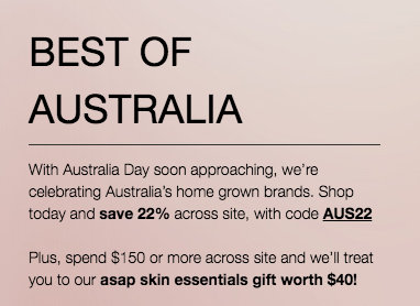 美容护肤网站 Skincare Store 澳洲国庆日活动：全场所有商品额外78折优惠！