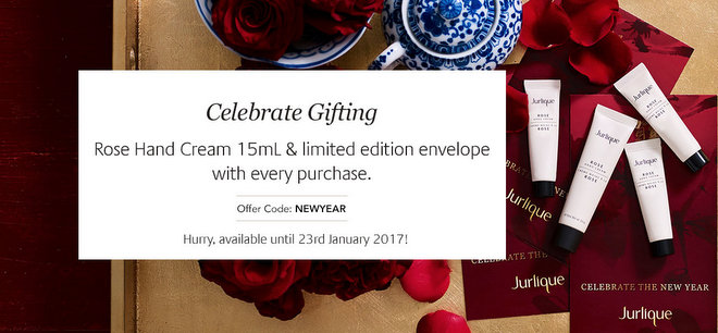 茱莉蔻澳洲官网庆中国新年活动：购买任意商品可免费活动 15mL 装的玫瑰护手霜一个！