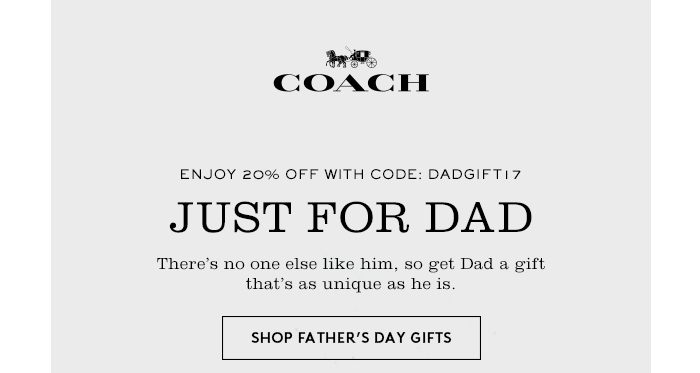 时尚品牌 Coach 澳洲官网父亲节活动：所有男士商品额外8折优惠！