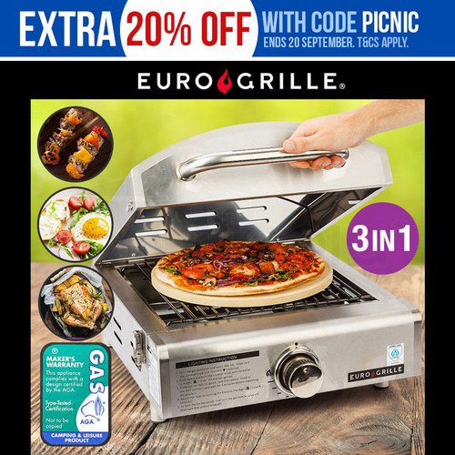 Euro-Grille 便携式不锈钢三合一披萨烤箱