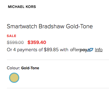 Michael Kors Bradshaw 金色 时尚智能手表 6折优惠！