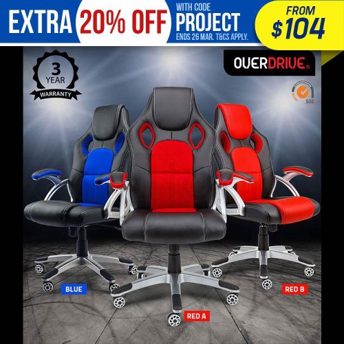 OVERDRIVE 赛车办公/游戏电脑椅 高级PU皮革 多色可选 额外8折优惠！