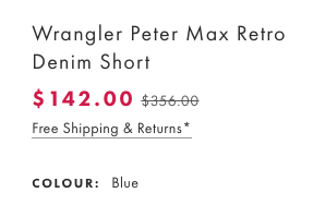 Wrangler 牧马人 Peter Max Retro 男士复古牛仔短裤 4折优惠！