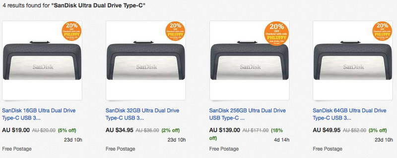 闪迪(SanDisk) 至尊高速 USB 3.1 Type-C 双接口 U盘 8折优惠！