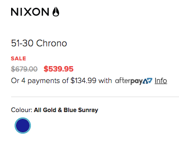 NIXON 51-30 Chrono 金色男士时尚腕表 8折优惠！