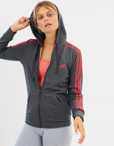 Adidas Essentials 3-Stripes 女款3条纹羊毛拉链帽衫 75折优惠！