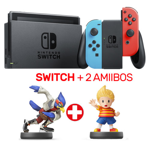 Nintendo 任天堂 Switch 红蓝配色游戏主机 + 2个手办 额外9折优惠！