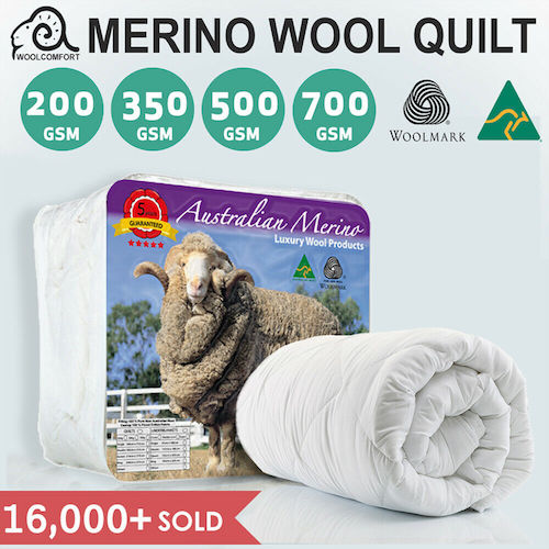 200 GSM - 700 GSM 100% Merino Wool 澳洲羊毛被 - 低至3折优惠！