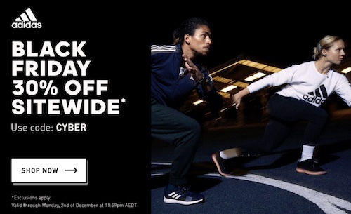 阿迪达斯 Adidas 澳洲官网 黑五活动：基本全场所有商品 – 正价及特价均参加 – 7折优惠！