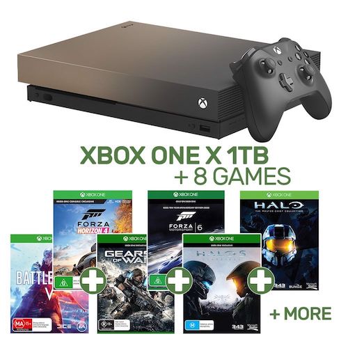 微软 Xbox One X Gold Rush 特别版 1TB 主机 + 8个游戏套装 –