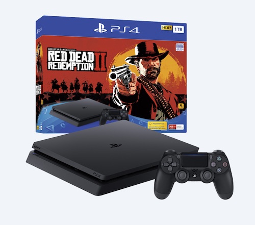 索尼 PlayStation 4 PS4 Slim 1TB 黑色游戏主机 + Red Dead Redemption 2 荒野大镖客2 套装 –