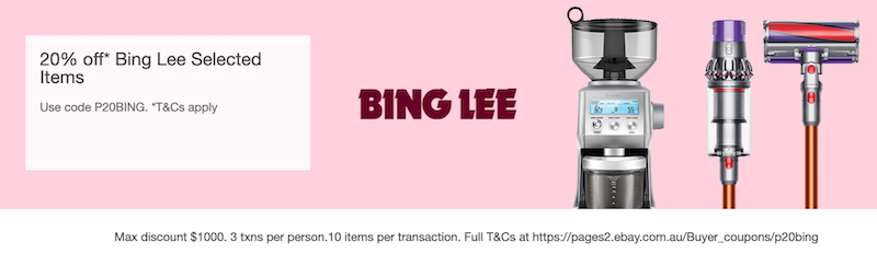 澳洲电子产品及电器商家 Bing Lee eBay 店：部分精选商品 – 额外8折优惠！