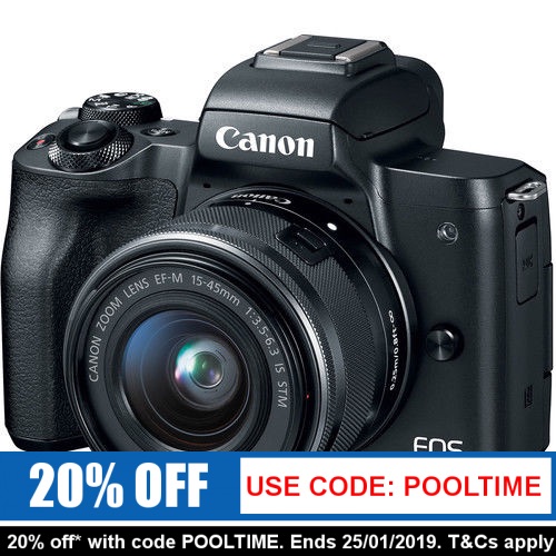 Canon 佳能 EOS M50 微单相机套机 15-45mm单镜头  – 8折优惠！