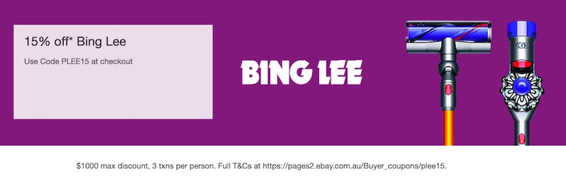 澳洲电子产品及电器销售商 Bing Lee eBay 店：部分精选商品 – 额外85折优惠！
