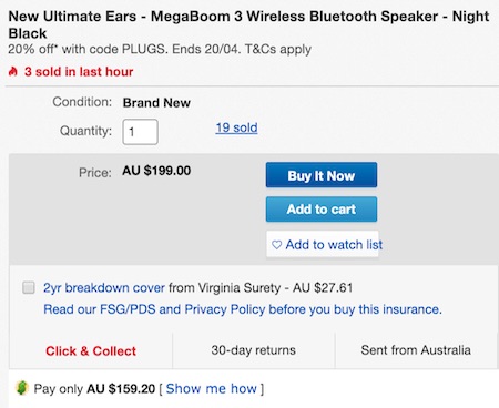 Ultimate Ears - MegaBoom 3 无线蓝牙音箱 - 8折优惠！