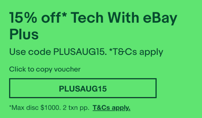 eBay Plus 会员活动：部分精选数码类商品 – 可享85折优惠！