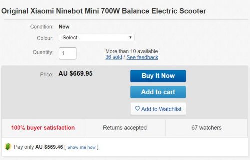 Xiaomi 小米 Ninebot Mini 700W 平衡电动踏板车 85折优惠