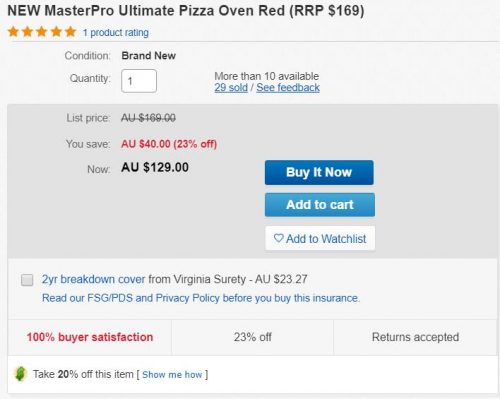 MasterPro  披萨烤箱 62折优惠