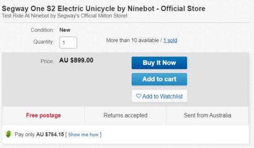 Ninebot Segway 电动独轮车平衡车 8折优惠