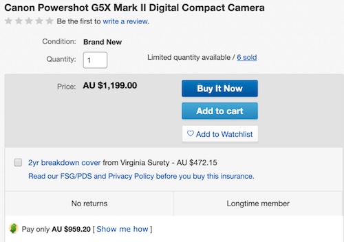 Canon 佳能 PowerShot G5 X Mark II 数码相机 - 8折优惠！