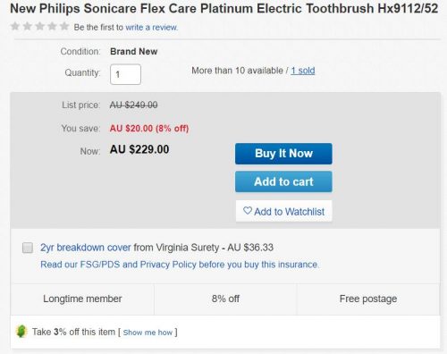 Philips 飞利浦 Hx9112/52 电动牙刷 89折优惠