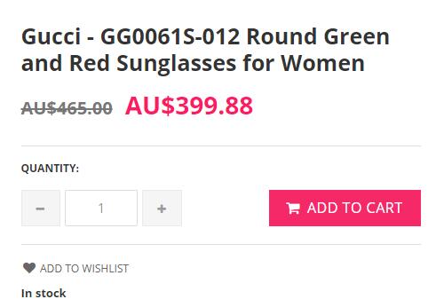Gucci  红绿圆形太阳镜 73折优惠
