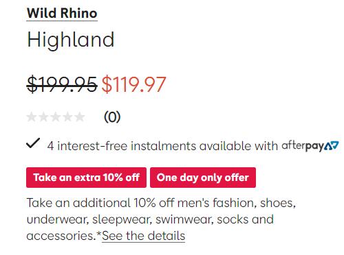 Wild Rhino 男士短靴  54折优惠