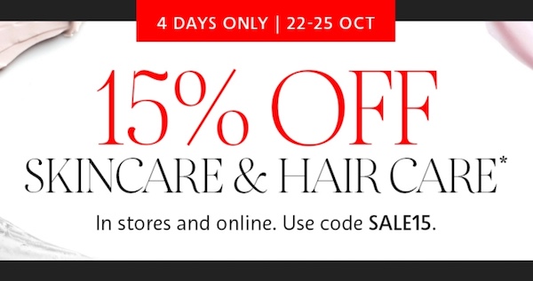 化妆品网站 Sephora 澳洲站：护肤及护发类商品 – 85折优惠！
