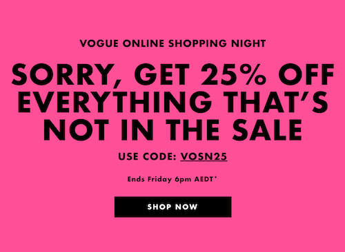 时尚网站 ASOS “VOSN” 活动：全场所有正价商品 – 75折优惠！