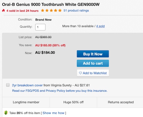 Oral-B Genius 9000 智能电动牙刷 白色款 - 低至4折优惠！