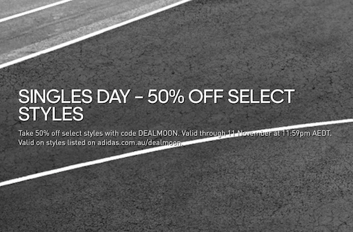 Adidas 阿迪达斯 澳洲官网 双十一 活动：部分精选商品 – 5折优惠！