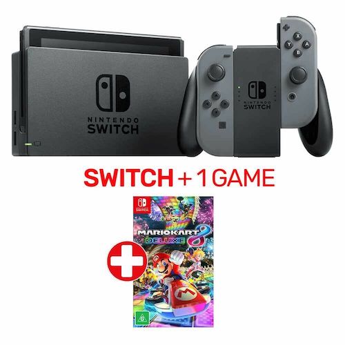 任天堂 Switch 游戏主机 2019款 + Mario Kart 8 Deluxe 套装 – 75折优惠！