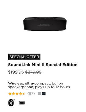 Bose SoundLink Mini II 蓝牙扬声器 无线音箱 – 7折优惠！
