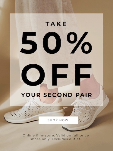 鞋履品牌 Clarks 澳洲官网活动：正价商品 – 第二件半价优惠！