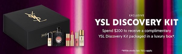 澳洲商城 Myer：YSL 品牌化妆品 满赠活动：购物满$200即送 Discovery Kit 5件套！