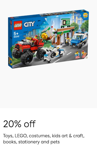 澳洲商城 Myer：部分精选 Lego 乐高品牌积木玩具 – 8折优惠！