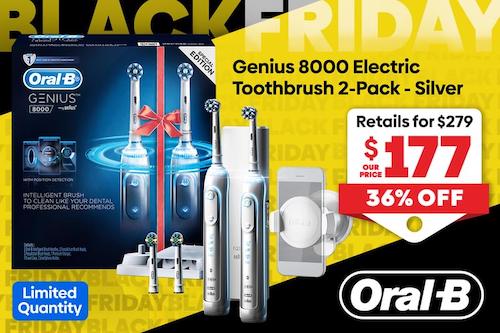Oral-B Genius 8000电动牙刷  2个手柄+4个替换刷头 – 65折优惠！