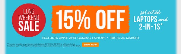 BingLee 长周末活动：华硕、联想、惠普等品牌精选笔记本电脑 – 85折优惠！