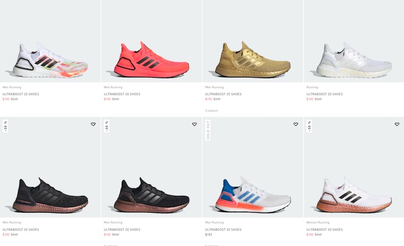 Adidas 阿迪达斯 UltraBoost 20 运动跑鞋 多色可选 - 低至5折优惠！